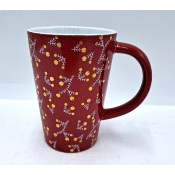 Davids Tea The Perfect Mug 16 oz 473 mL Berry Red - Holly Golden Berry Branches - Picture 2 of 9